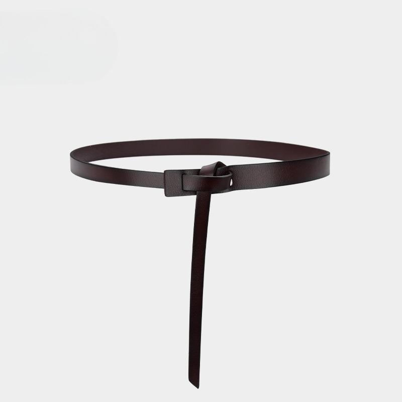 Genuine Leather Belt Women's Fashionable and Versatile Cowhide Belt Small Suit Sweater with Dress Coat Waistband Belt