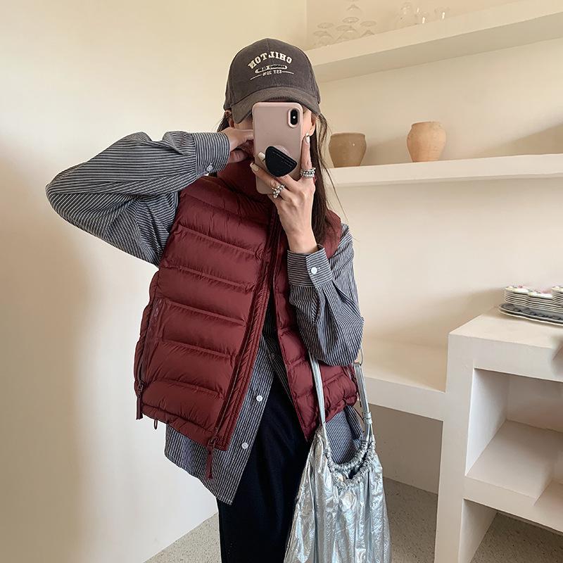 Cotton clothes, vest women's short models, autumn and winter new leave-in vest, stand-up collar fashion coat