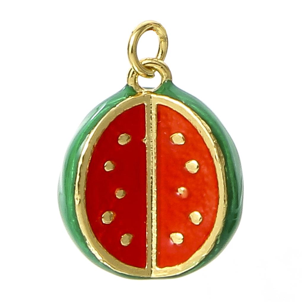 1PC 3D Brass Charms Fruit Banana Watermelon Pendant 18K Gold Plated Strawberry Lemon Enamel Charms For Necklace Jewelry Making
