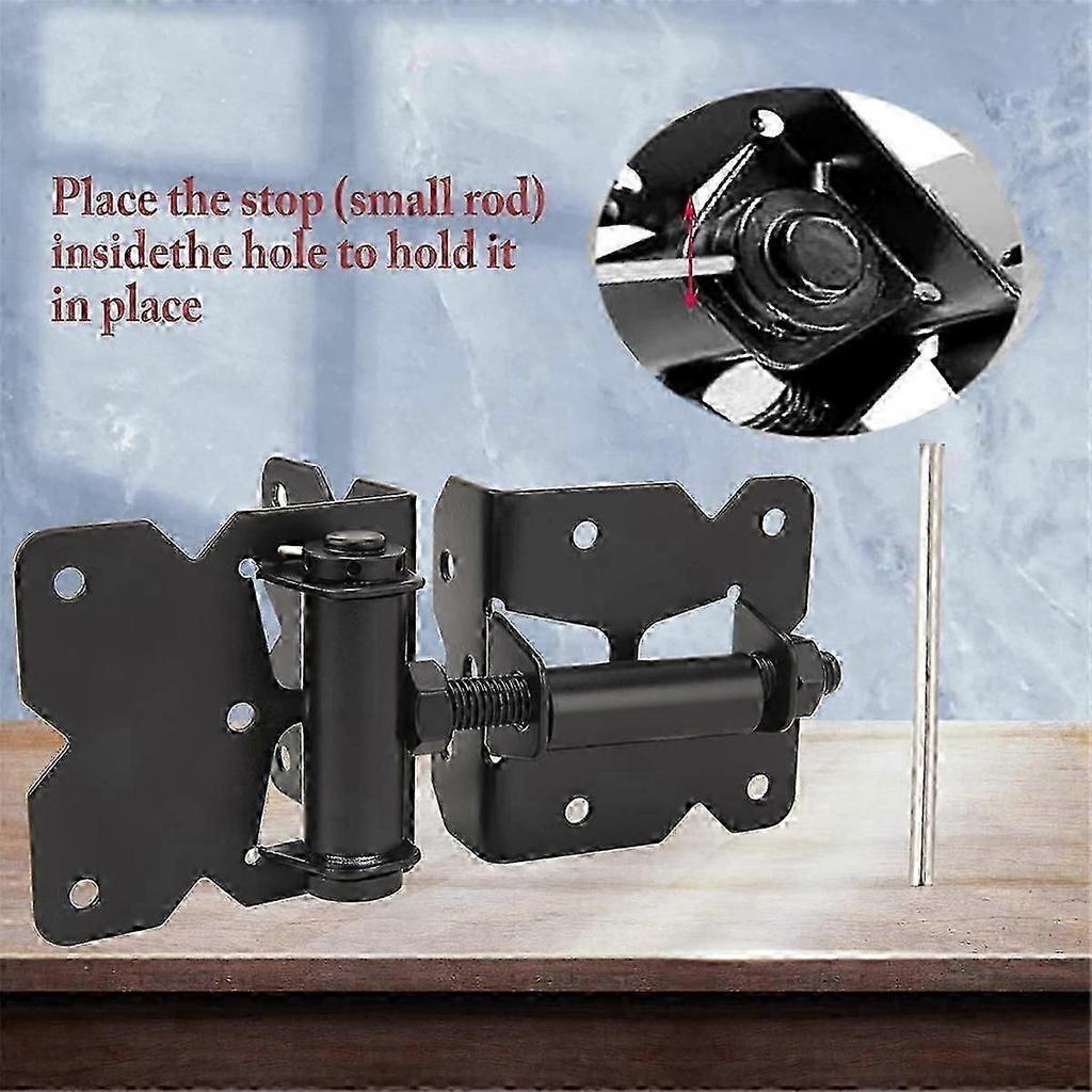Heavy Duty Self Closing Gate Hinges for Wooden Fences Gates, 90 Degree Adjustable Gate Door Hinges Hardware Kit 2 Pack