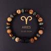 12 Constellations Natural Stone Beaded Bracelet Zodiac Tiger Eye Stone Bracelet for Women Men