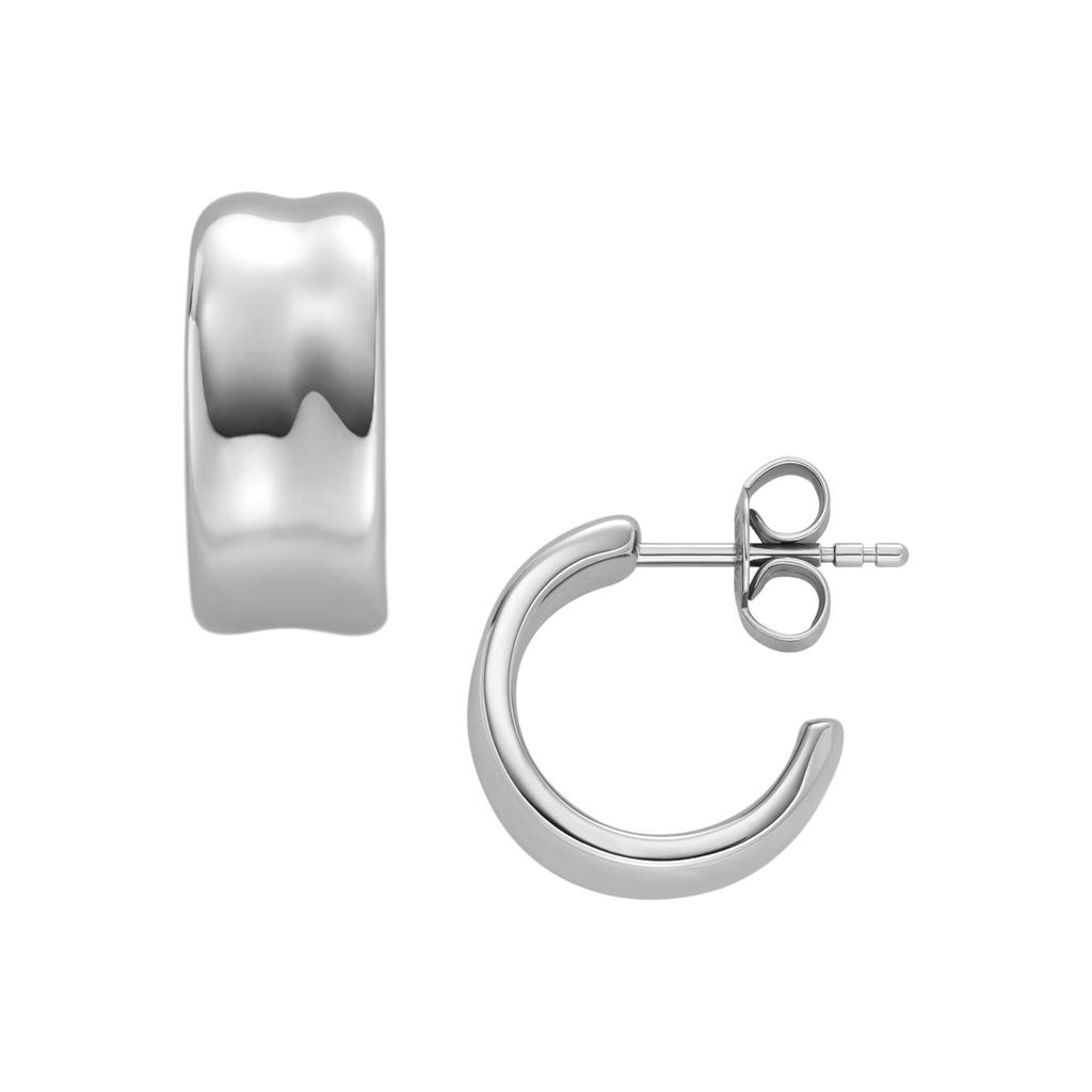 Skagen Women's ANJA PEBBLE Silver-Tone Stainless Steel Hoop Earrings, SKJ1849040