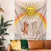 VIKAMA Regenbogen Tanzende Katze Heilende Wandteppich Dopamin Niedlicher Stil Wandbehang für Mädchenzimmer Schlafzimmer Wohnheim Dekor