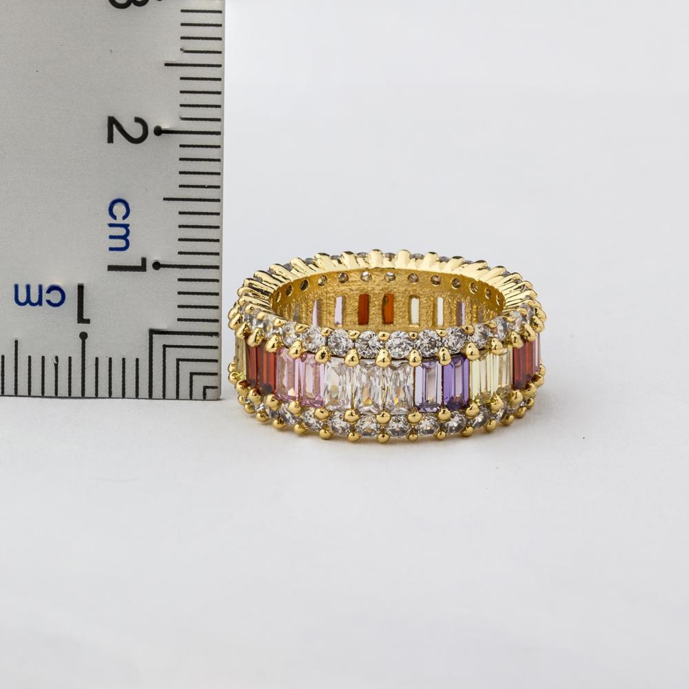 Nidin Top Quality Rainbow Cubic Zirconia CZ Ring For Women Girls Fashion Engagement Wedding Band Charm Party Jewelry Gift