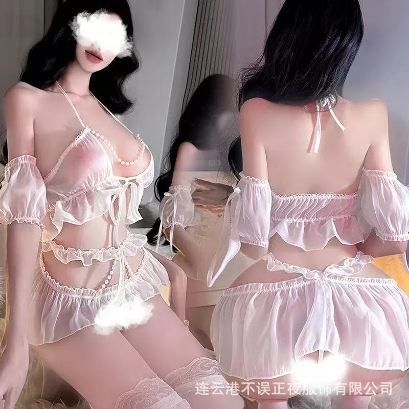 Lianyungang erotic underwear sexy pajamas pure desire wind uniform pearl clothes set