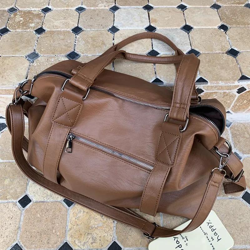 Fashion Tote Bag Leather Women Bag Simplicity Handbag Solid Vintage Shoulder Messenger Bag