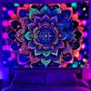 VIKAMA Fluorescent Mandala Tapestry with Neon Bohemian Patterns for Bedroom Living Room Decor Aesthetic Wall Art