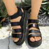Fashion 2025 Spot Large Summer New Sandals Thick Sole One Line Casual Roman Shoes Women Cross Border Round Head Buckle Sandals