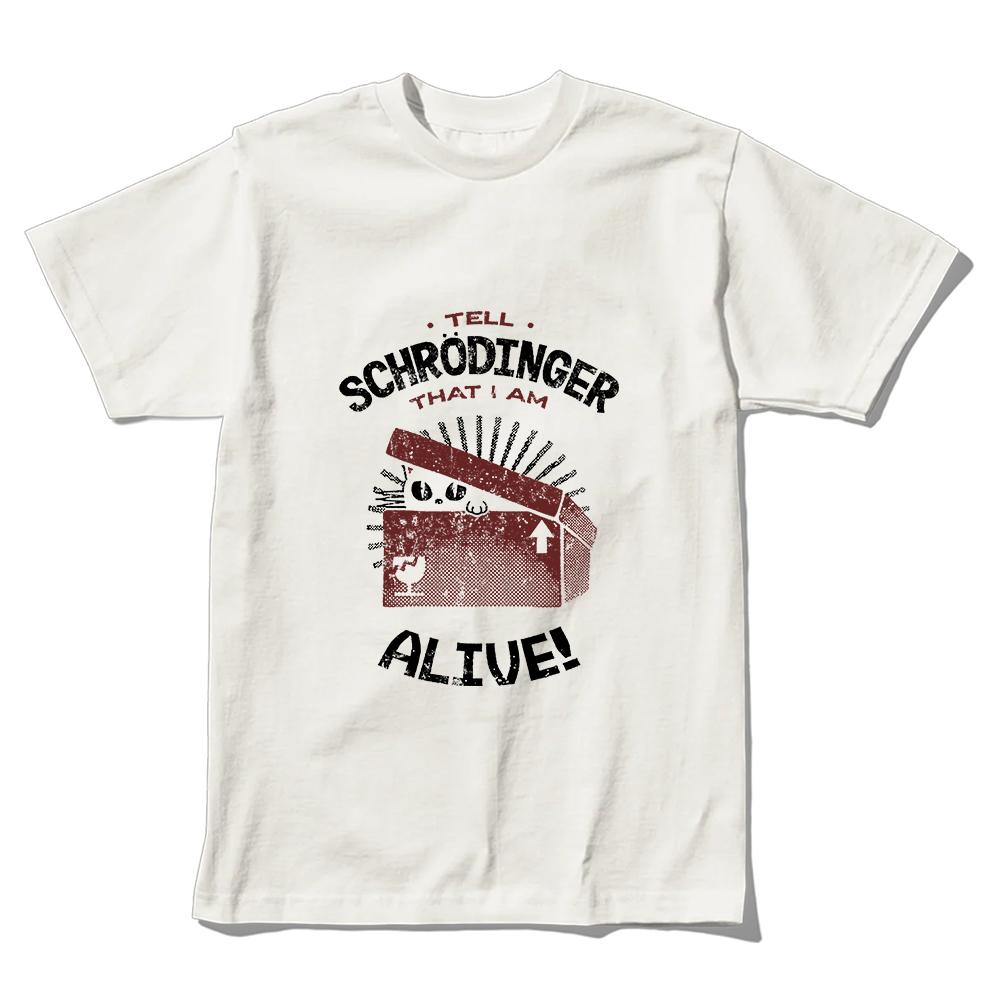 Coolmind U0159-T2 100% Cotton Shcrodinger'S Cat Print Men T Shirt Cool Exclusive Graphic Men Tshirt O-Neck  Unisex Tee Shirt