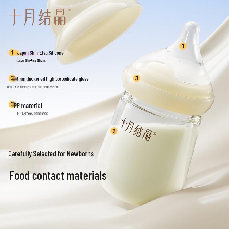 October Crystal Glass Anti-Colic Baby Bottle