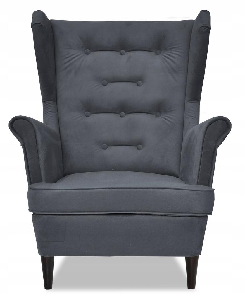 Fotel uszak Diana z podnóżkiem skandynawski Family Meble antracytowy