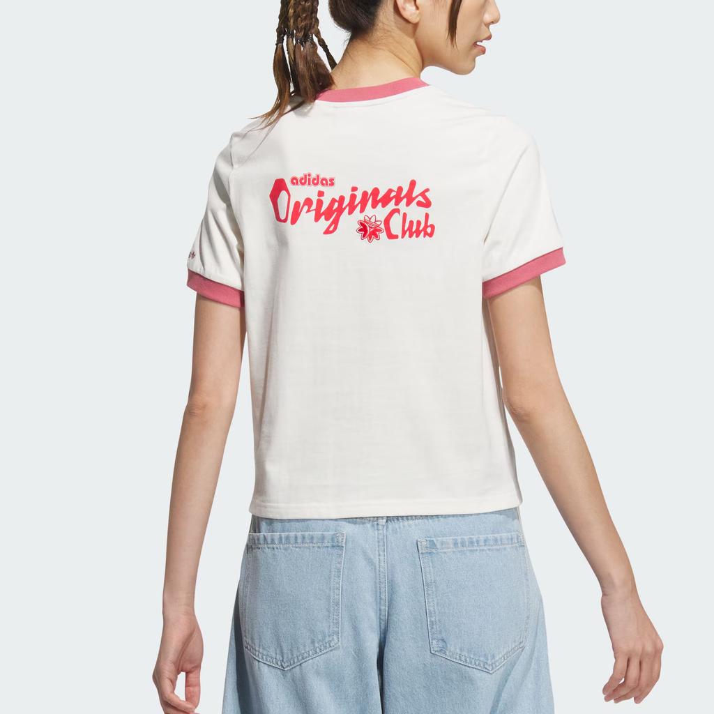 Adidas Originals Retro Camp Graphic Simple Round Neck Pullover Short Sleeve T-Shirt Women T-Shirts White JM7972