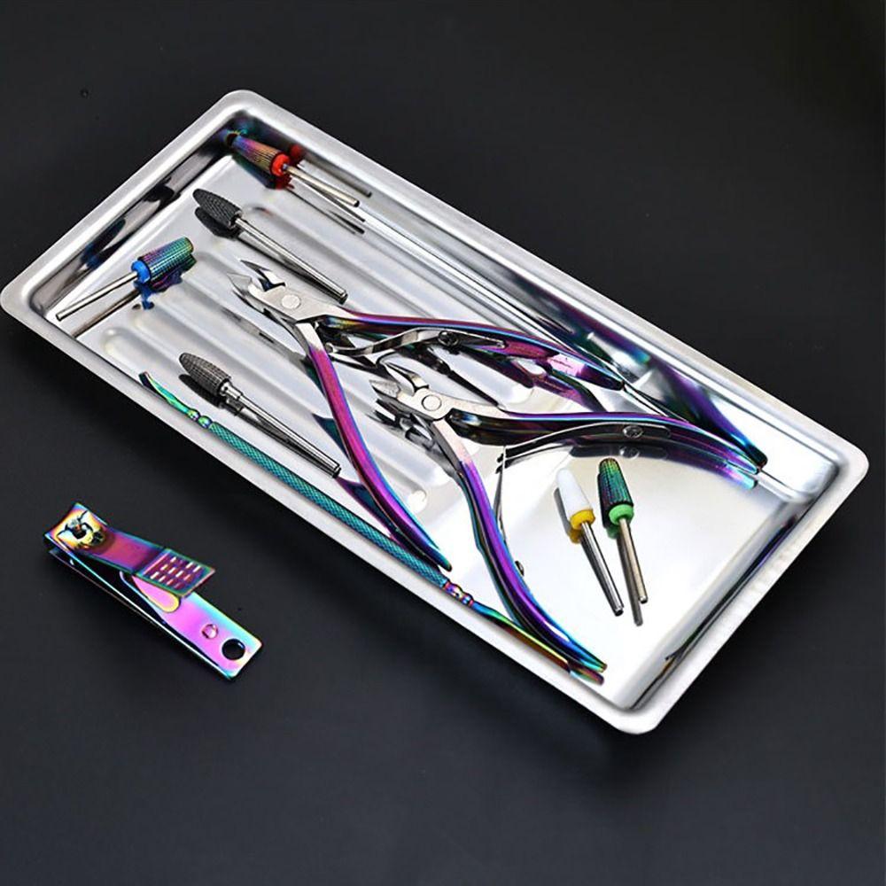 New Stainless Steel Nail Art Equipment Plate Square High-temperature Resistant Doctor Dental Tray Supplies Tools