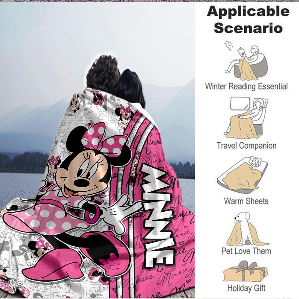 1Pc Minnie Mouse Fashion Icon Blanket Soft And Comfortable Casual Warm Camping Travel Christmas Halloween Xmas Gift M924405