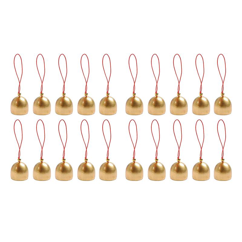 Good Luck Brass Bell Ornaments – Red String Hanging Bells for CNY, Garden & Window Decor