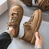 Men’s Retro Boots Shoes Fashion Casual Driving Shoes Black Khaki Wide Head Shoes Plus Size