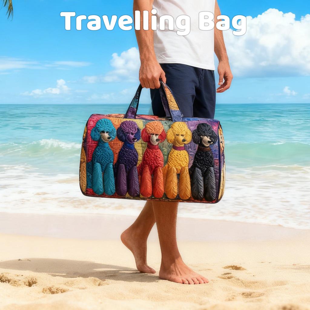 3D Puppy Series Quilted Pleated Cotton Travel Bag Fashion Printed Women's Yoga Bag Handbag
