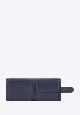 Wittchen Men's Leather Wallet, Simple, Navy Blue, Natural Leather