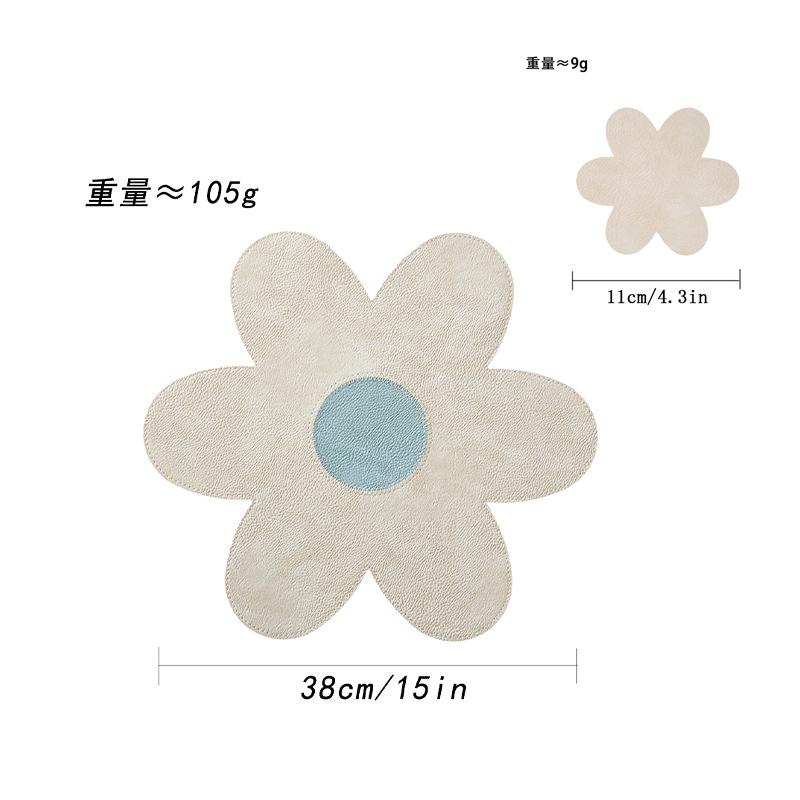 ins spring and summer explosion flower leather placemat thermal insulation waterproof oil-proof thermal insulation mat dining table mat petal coaster