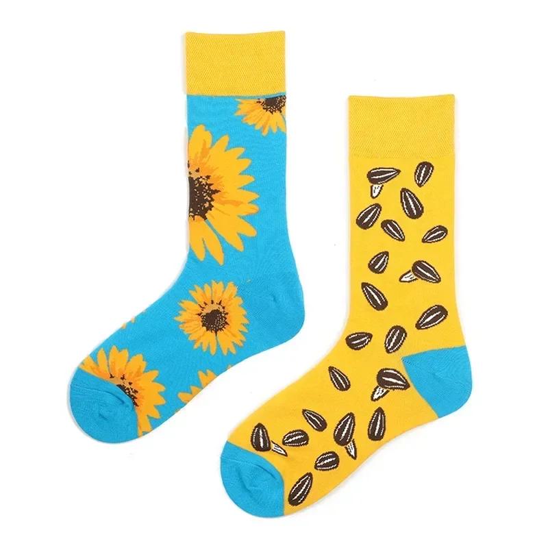 Original Design AB Mandarin Duck Asymmetric Socks Ins Street Cartoon Creative Animal and Plant Fruit Fashion Sports Cotton Socks