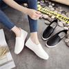 Versatile Women's White Slip-on Shoes - Autumn/Winter Flat Leather Sneakers for Nurses and Students