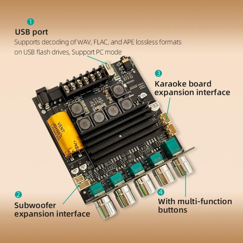TB21PRO Upgraded 2.1 Channel Wirelsss-Compatible Amplifiers Board With Bass Speaker And Plastic Case