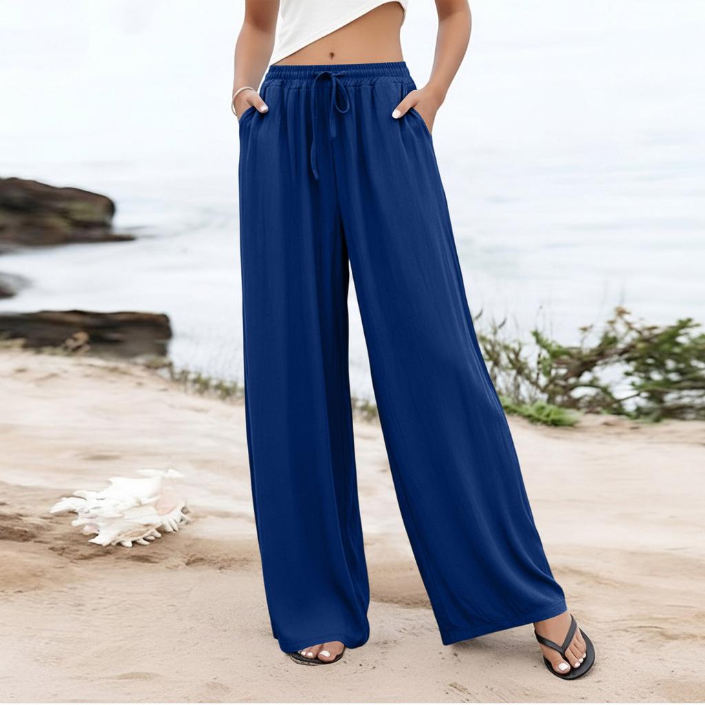 Damen Palazzo-Hose, Sommer, lässig, fließend, weites Bein, Strand, Reisen, Urlaub, Outfits