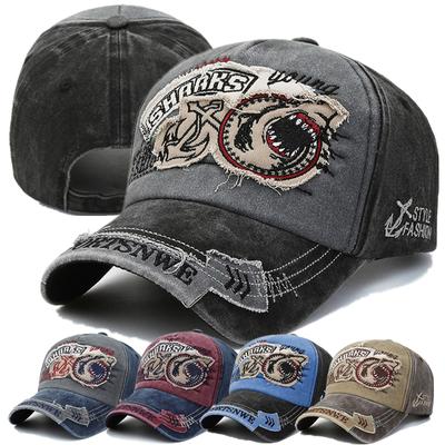 Unisex Yıkanmış Pamuklu Vintage Şapka SHARKS Nakışlı Beyzbol Şapkası Erkek Ve Kadın Açık Hava Spor Şapkaları