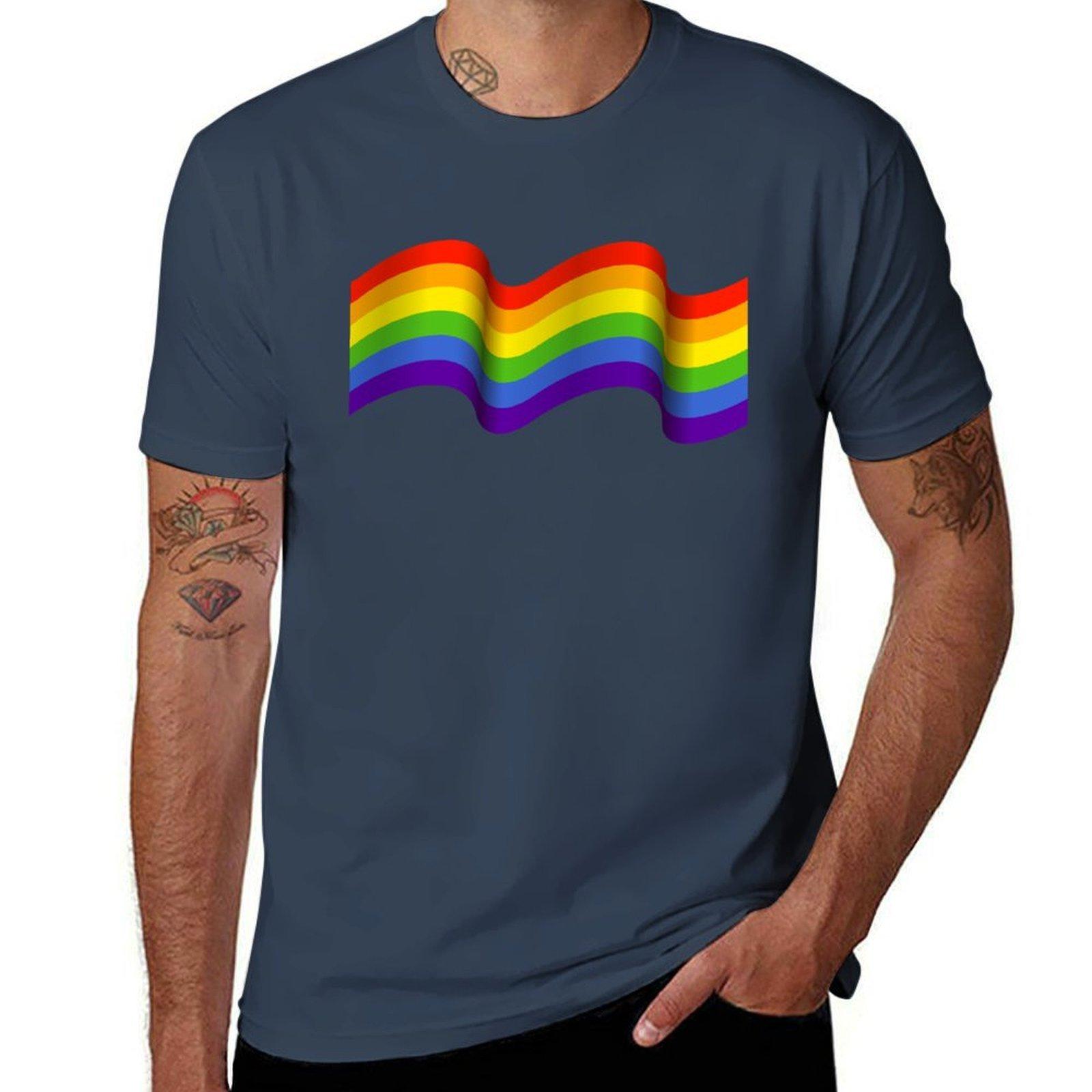 Rainbow Waving Banner Tshirt Plus Size Nonshrink Tshirt S