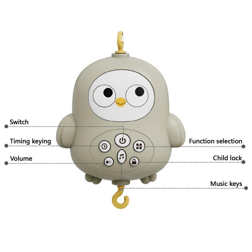 Baby Crib Mobile with Music and Lights Multifunctional Musical Rotating Crib Toy for Newborns Soothing Grey