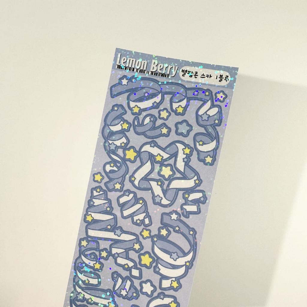 Korean Star Ribbon Stickers: Ins Journaling, Small Cards, Guka, Laser Ribbon for DIY Decoration