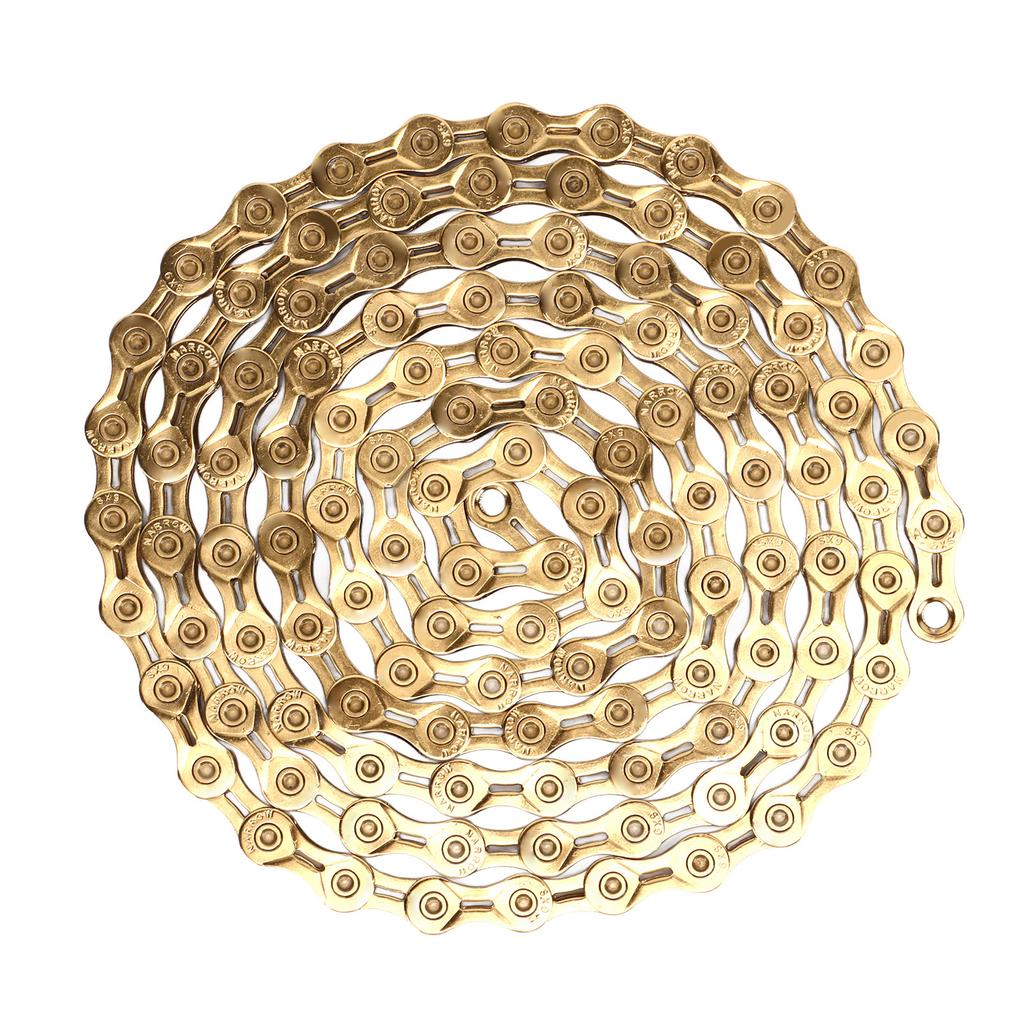 9 Speed Bicycle Chain Carbon Steel 9 Speed Chain for Road Bike Mountain Bike SX9EL Titanium Gold