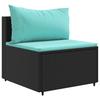 vidaXL 9 piece Garden Sofa Set with Cushions Black Poly Rattan