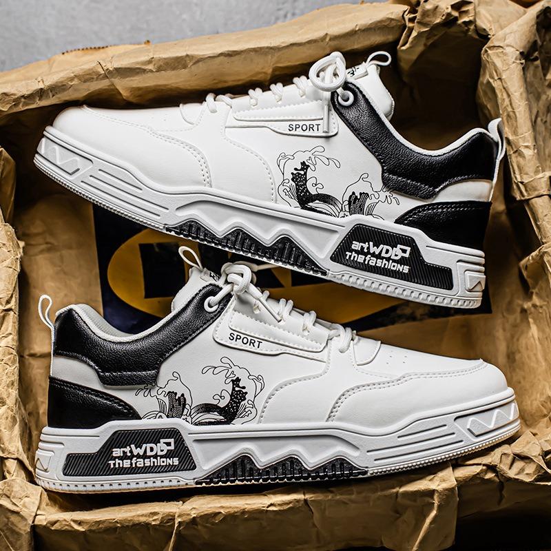 Men Vulcanized Shoes Fashion Street Skateboard Shoes 2025New Men Sneakers Luxury Leather Casual Shoe Platform Tennis Sport Shoes