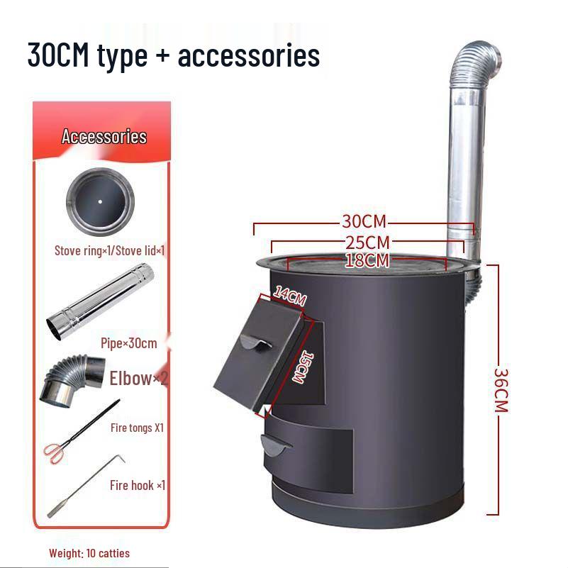 Φορητή Σόμπα Ξύλων Σιδήρου Χωρίς Καπνό: Εσωτερική & Εξωτερική Ενεργειακά Αποδοτική Ξυλόσομπα με Μεγάλο Τραπέζι για Κατσαρόλα