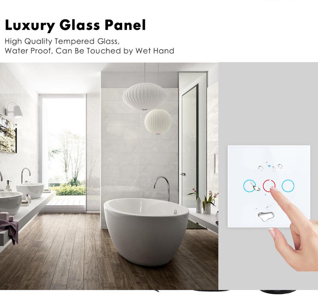 EU/US Smart Switch Alexa RF433 No Neutral Tuya Control Works With Google 1/2/3 Gang Smart Life Home Light WiFi Touch Switches