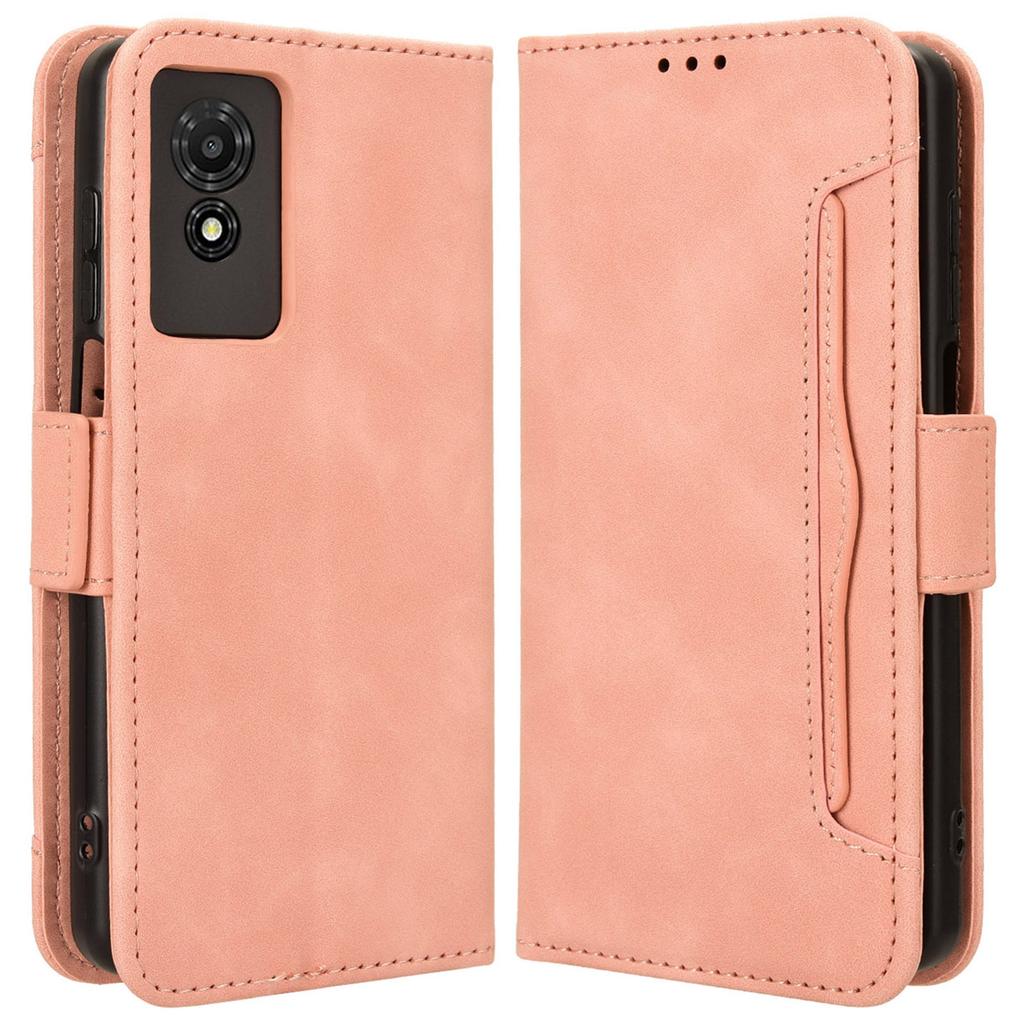 For TCL 501 Leather Case with Multiple Card Slots Folio Flip Wallet Phone Cover