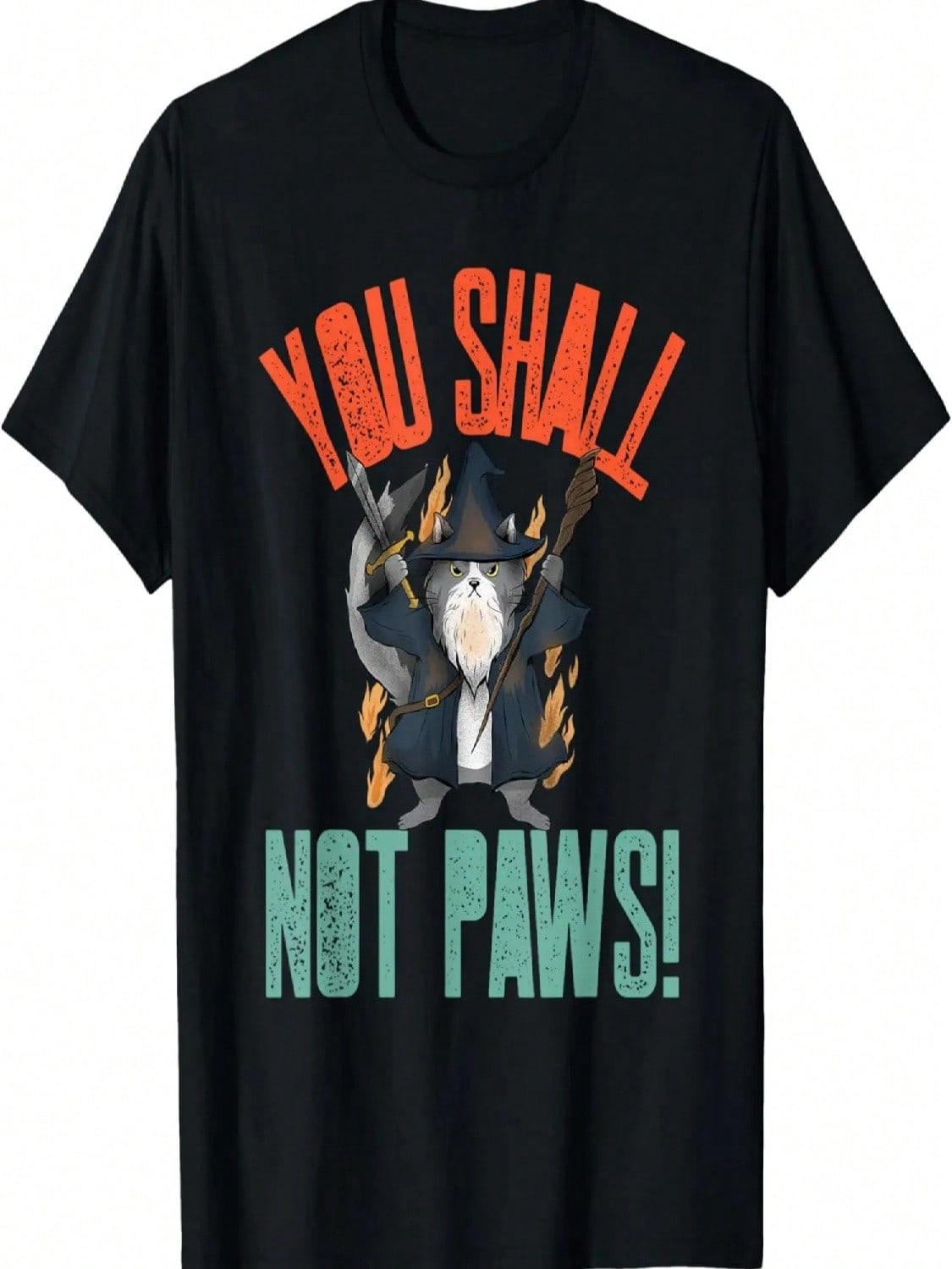 You Shall Not Paws Kitten Meow Parody Movie Funny Cat Wizard T-Shirt S разноцветный