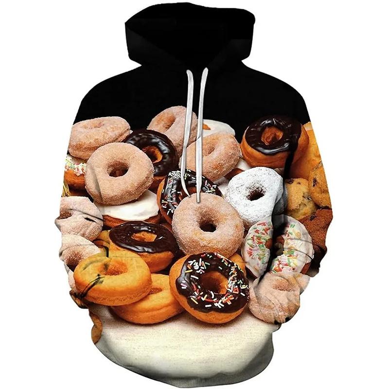2024 Fashion New Autumn Donut 3D Printed Hooded Sweatshirt men's Casual Loose Fitting Pullover Sportswear Sweatshirt For Men