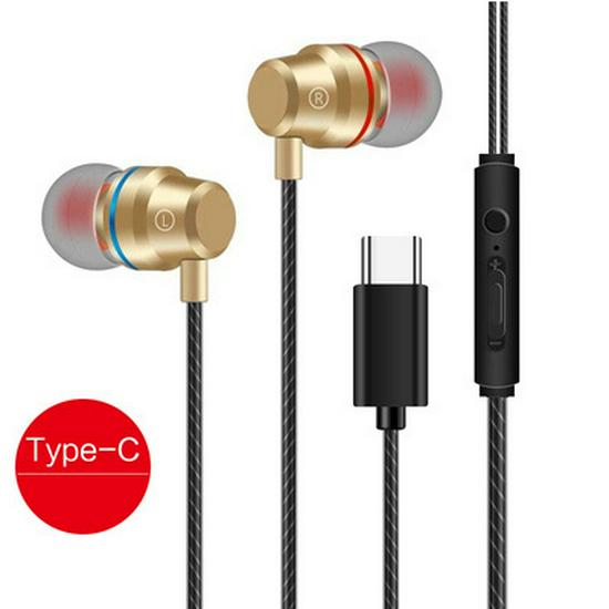 Type-C Red & Blue Circle In-Ear Metal Earphones with Mic & Volume Control, 3.5mm Universal Fit