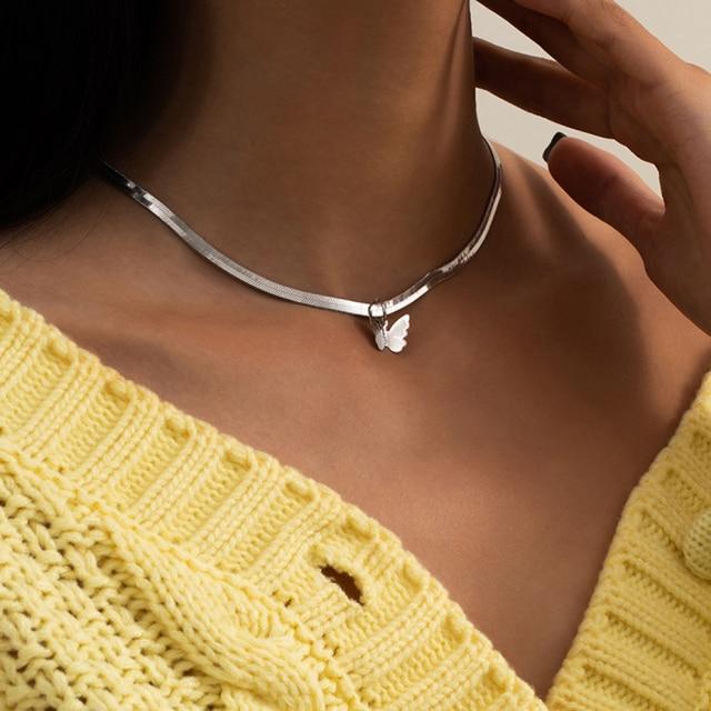 Women Neck Chain Gold Color Choker Necklaces Thin Chain On The Neck Minimalist Pendant Jewelry Chocker Collar For Girl