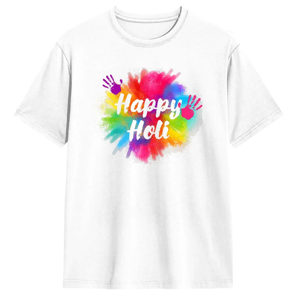 Happy Holi T Shirt WoUnisex s Color India Hindu TShirts For Unisexs Tee Shirt Short Sleeve Y2K Basic Top Tees