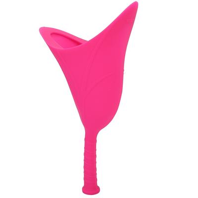 Female Travel Emergency Standing Soft Silicone Urinal Collapsible Portable Toilet Funnel(Pink)