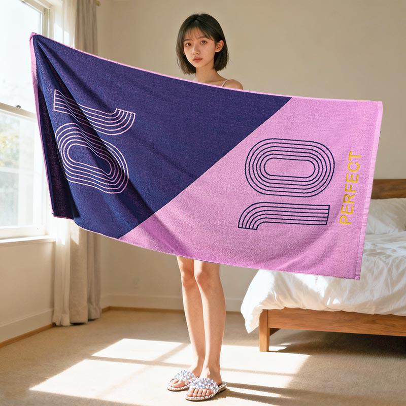 Large Grade A Yarn-Dyed Jacquard Cotton Bath Towel - Thick, Absorbent, Adult Style