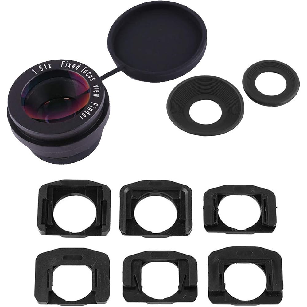 Asha Viewfinder Eyepiece Lens 1.5X Fixed Focus with Cover 6 Magnifier Mount Bases for DSLR Camera