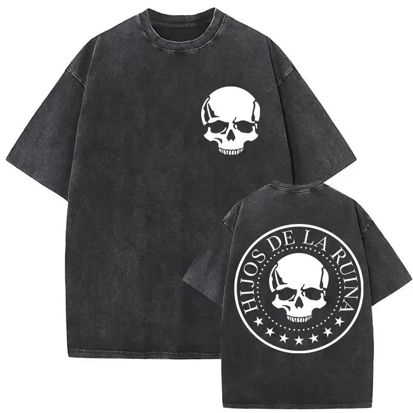 Washed Vintage Natos Waor Hijos De La Ruina Logo Album Merch T Shirts Mens Women Hip Hop Gothic Short Sleeve Tshirt Streetwear