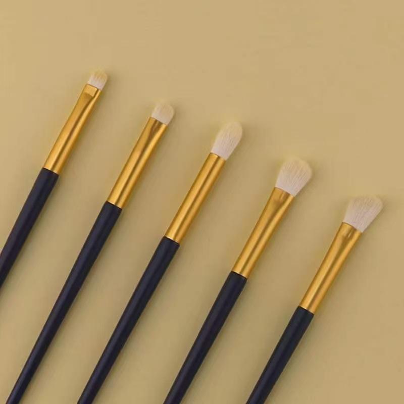 5-Piece Soft Bristle Eyeshadow & Nose Contour Brush Set - Student-Friendly & Portable