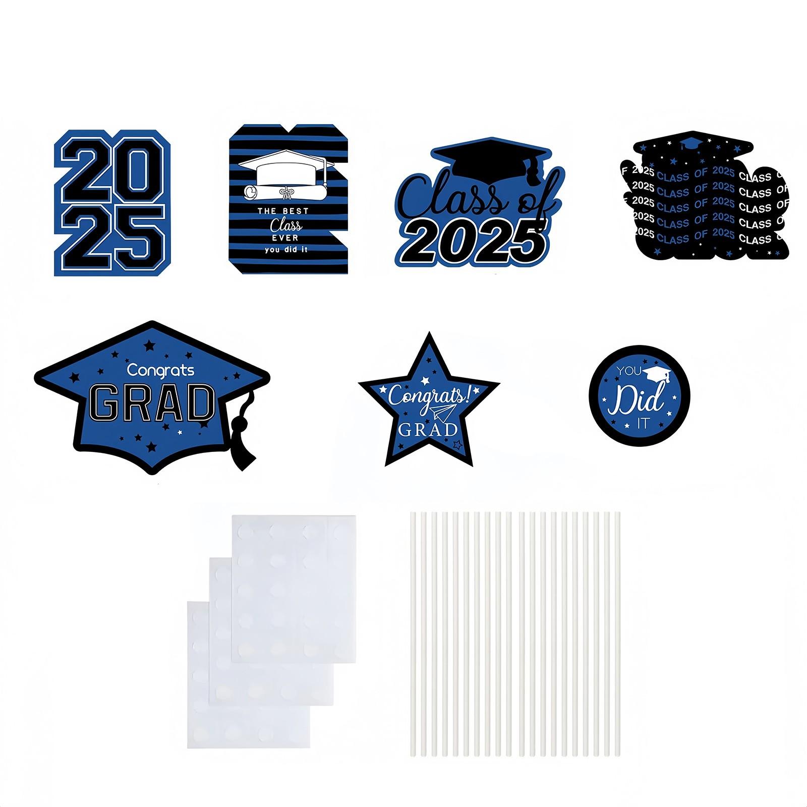 

Graduation Decorations Blue And Gold Graduation Table Centerpiece Sticks For College High School Congratulations Graduates Party Supplies One Size