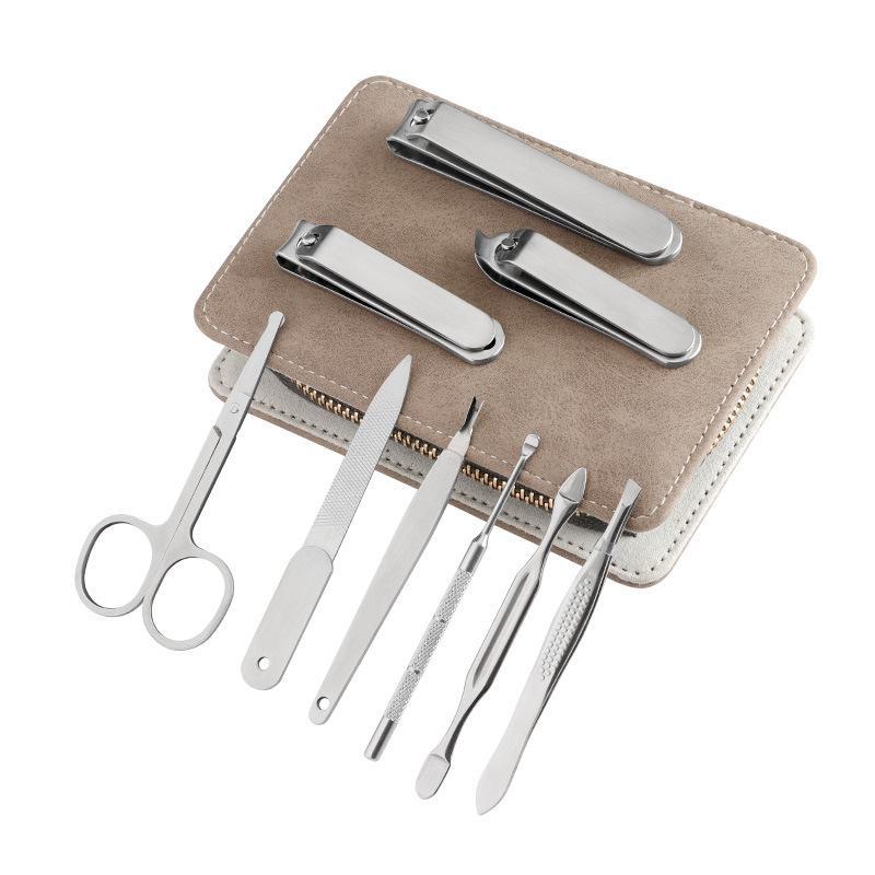 Stainless Steel Nail Clippers Set - 9-Piece Manicure Tools with Zipper Bag
