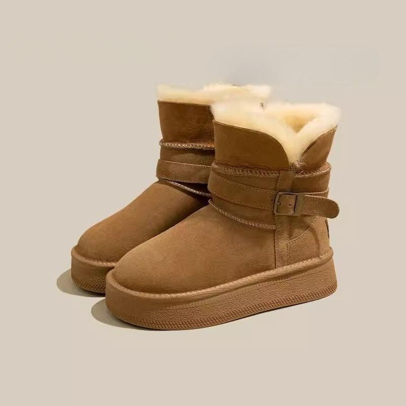 Fleece Thick-soled Mid-calf Snow Boots for Women, New Thickened Cotton Shoes
